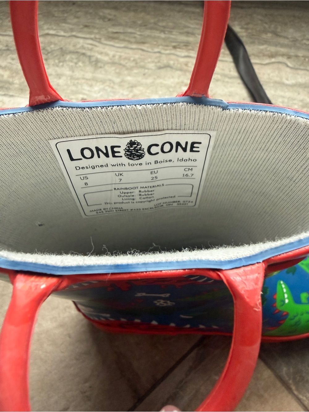Lone Cone Kids' Blue & Red Dinosaur Rain Boots - Picture 4 of 7